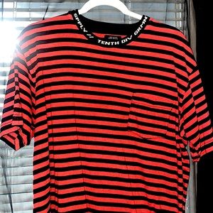 10.Deep Red Striped Shirt